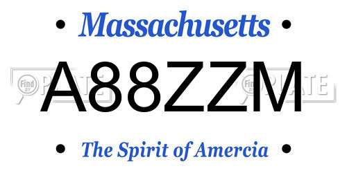 A88ZZM Massachusetts License Plate