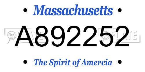 A892252 Massachusetts License Plate