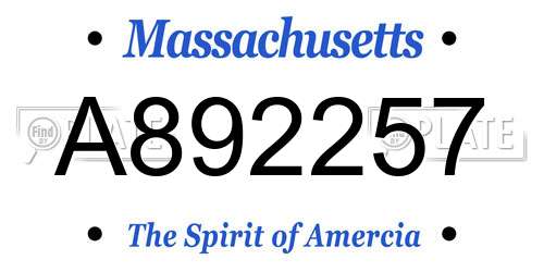 A892257 Massachusetts License Plate