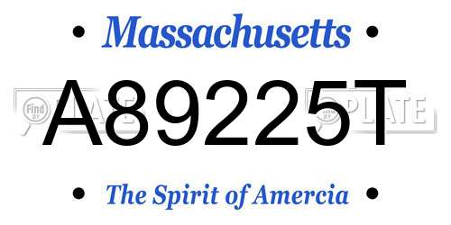 A89225T Massachusetts License Plate
