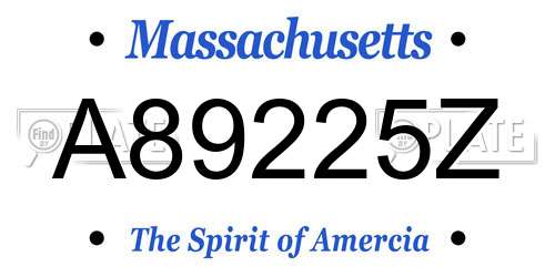 A89225Z Massachusetts License Plate