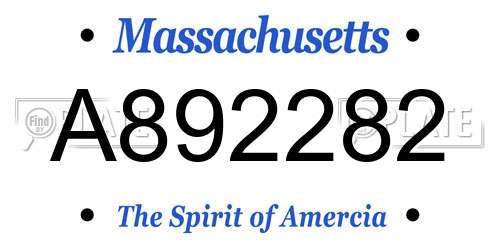 A892282 Massachusetts License Plate