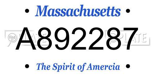 A892287 Massachusetts License Plate