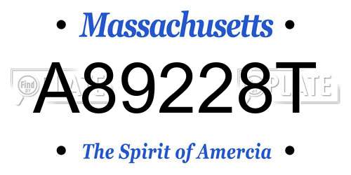 A89228T Massachusetts License Plate
