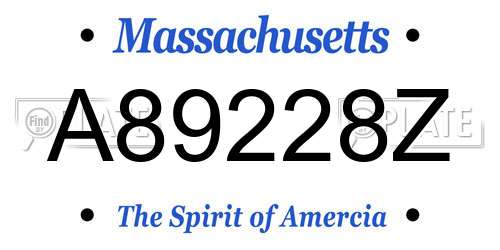 A89228Z Massachusetts License Plate