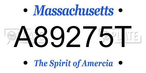A89275T Massachusetts License Plate