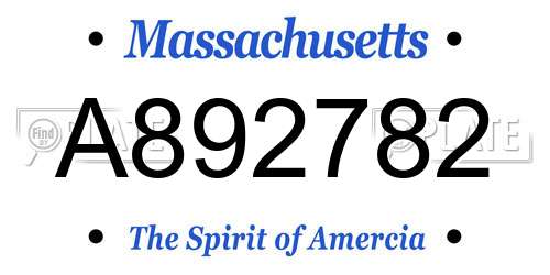 A892782 Massachusetts License Plate