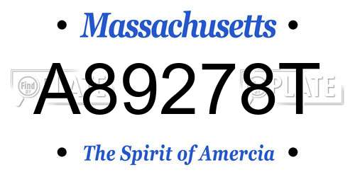 A89278T Massachusetts License Plate