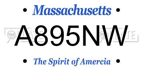 A895NW Massachusetts License Plate
