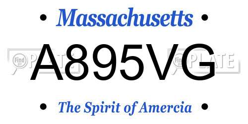 A895VG Massachusetts License Plate