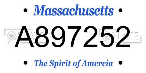 A897252 Massachusetts License Plate