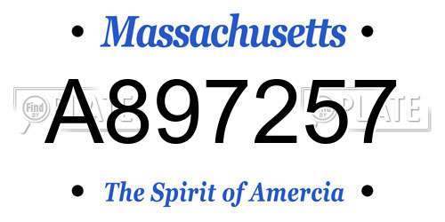 A897257 Massachusetts License Plate