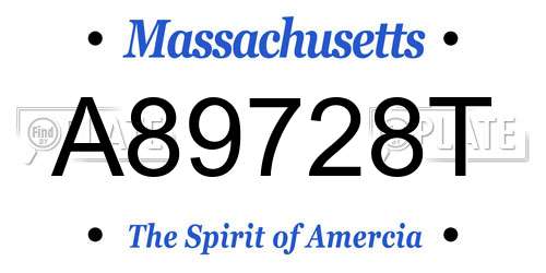 A89728T Massachusetts License Plate