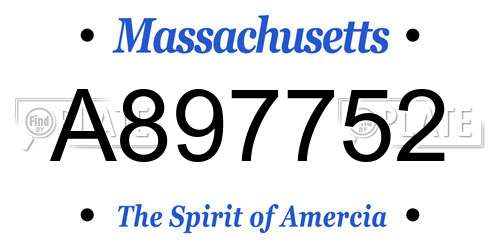 A897752 Massachusetts License Plate