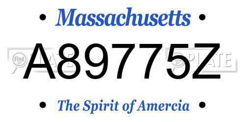 A89775Z Massachusetts License Plate