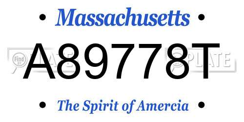 A89778T Massachusetts License Plate