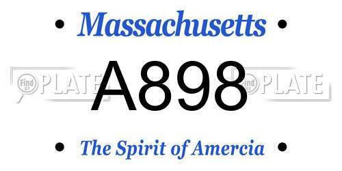 A898 Massachusetts License Plate