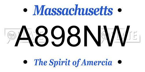 A898NW Massachusetts License Plate