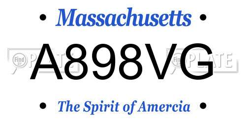 A898VG Massachusetts License Plate