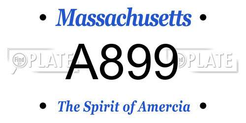 A899 Massachusetts License Plate
