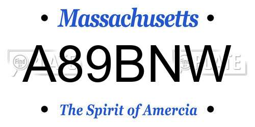 A89BNW Massachusetts License Plate