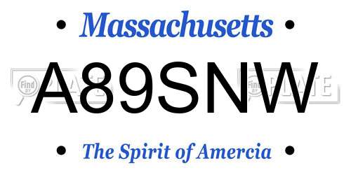 A89SNW Massachusetts License Plate