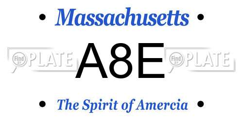 A8E Massachusetts License Plate