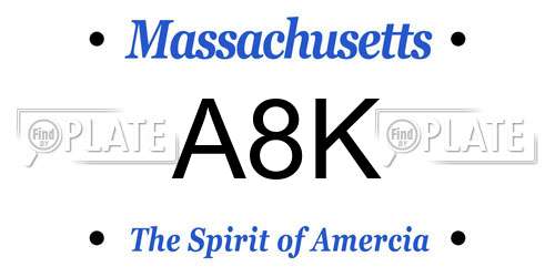 A8K Massachusetts License Plate