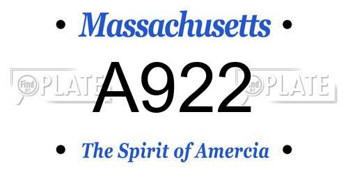 A922 Massachusetts License Plate