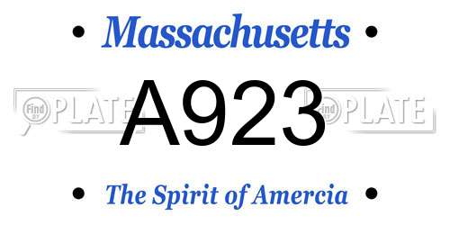 A923 Massachusetts License Plate