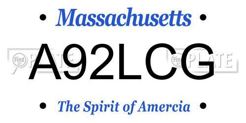 A92LCG Massachusetts License Plate