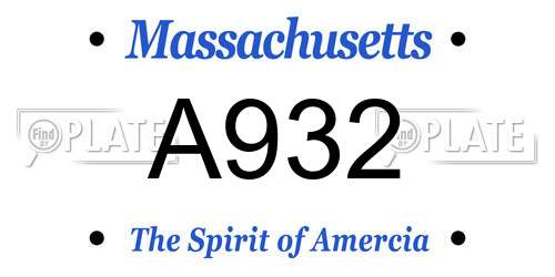 A932 Massachusetts License Plate