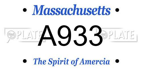 A933 Massachusetts License Plate