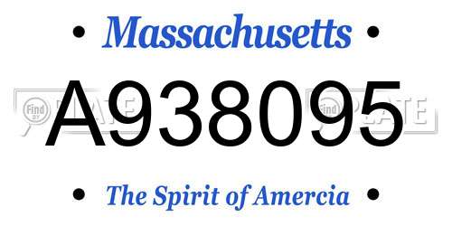 A938095 Massachusetts License Plate