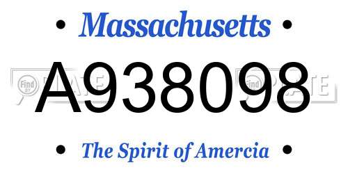 A938098 Massachusetts License Plate