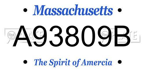 A93809B Massachusetts License Plate