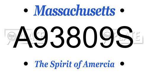 A93809S Massachusetts License Plate