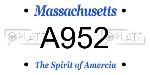 A952 Massachusetts License Plate