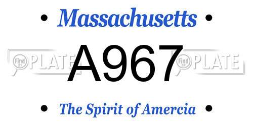 A967 Massachusetts License Plate