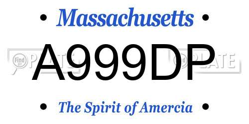 A999DP Massachusetts License Plate