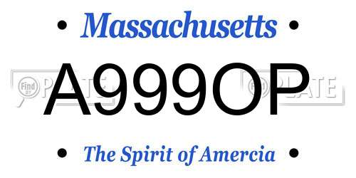 A999OP Massachusetts License Plate