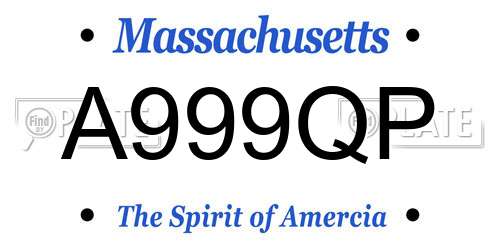 A999QP Massachusetts License Plate