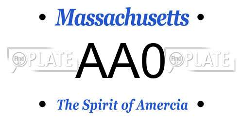 AA0 Massachusetts License Plate