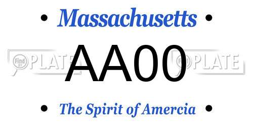 AA00 Massachusetts License Plate