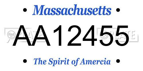 AA12455 Massachusetts License Plate