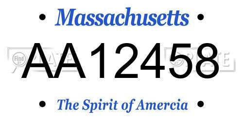 AA12458 Massachusetts License Plate