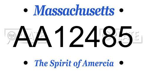 AA12485 Massachusetts License Plate