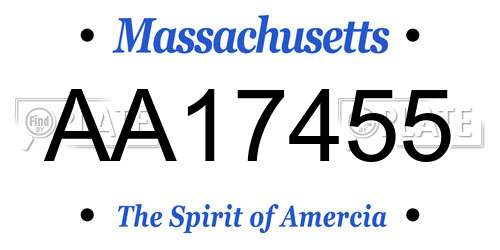 AA17455 Massachusetts License Plate