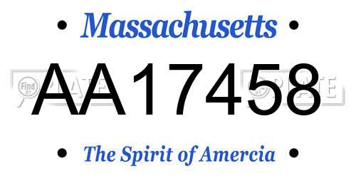 AA17458 Massachusetts License Plate