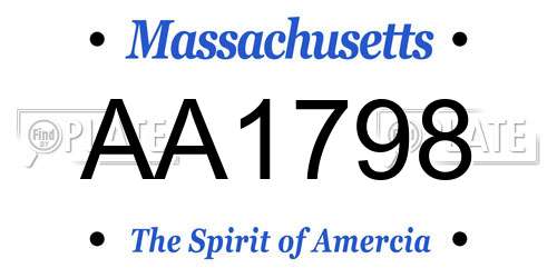 AA1798 Massachusetts License Plate
